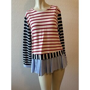 Women's English Factory Red Ivory and Navy Knit Top, Sz: L #5